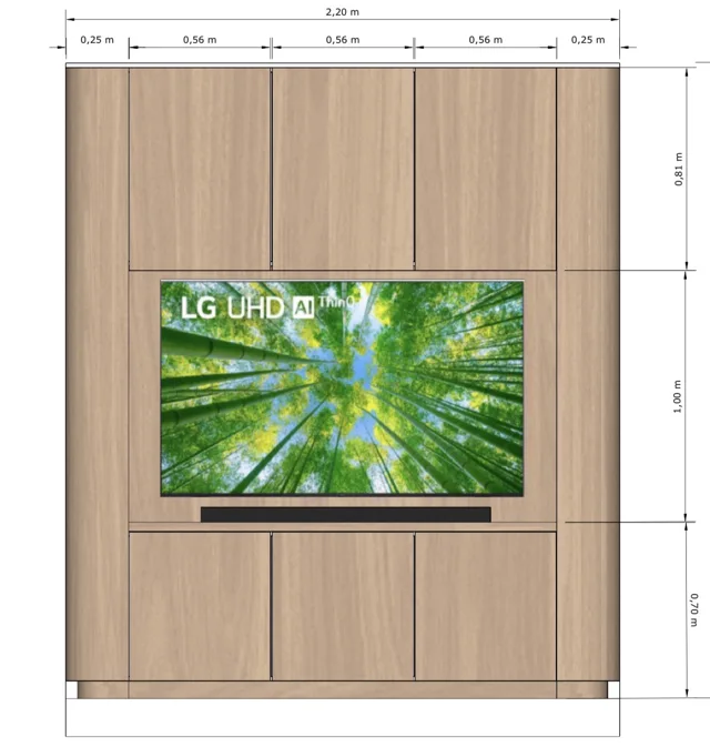 Ontwerptekening · indeling van het TV-meubel