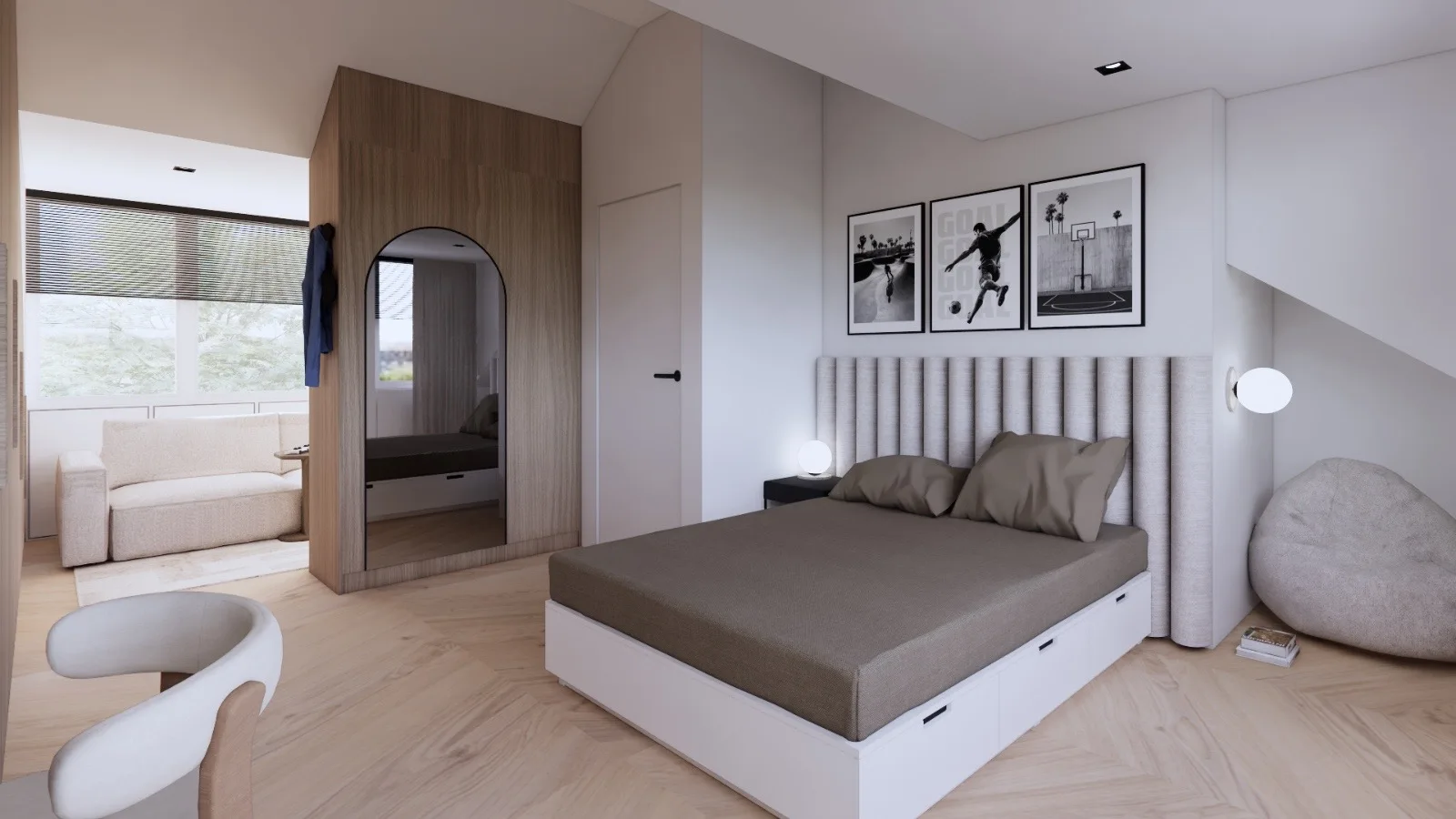 3D-ontwerp · zicht op het bed