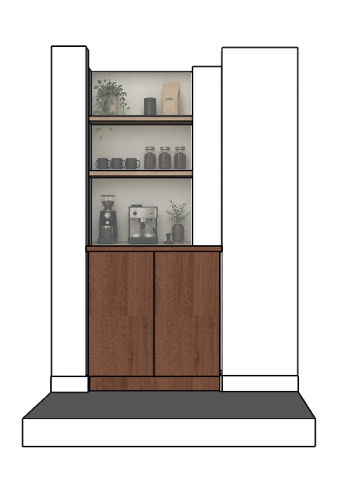 3D-ontwerp van de coffee corner